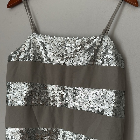 Sequin Striped Silver and Gray Women's Top size M NWT - Picture 2 of 6